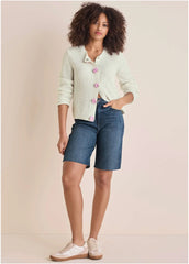 Rose Button Cardigan Off White