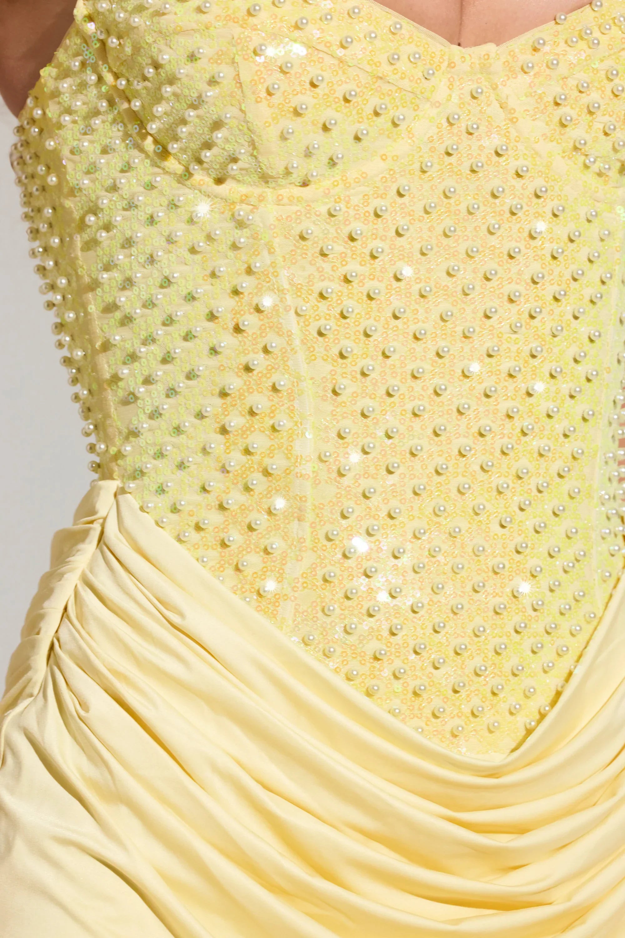 Embellished Corset Mini Dress in Lemon Yellow