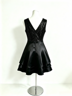 Black Sequin V-Neck Mini Dress