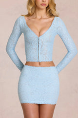 Lace Mini Skirt in Powder Blue