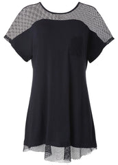 Mesh Trimmed Cover Up Dress Black