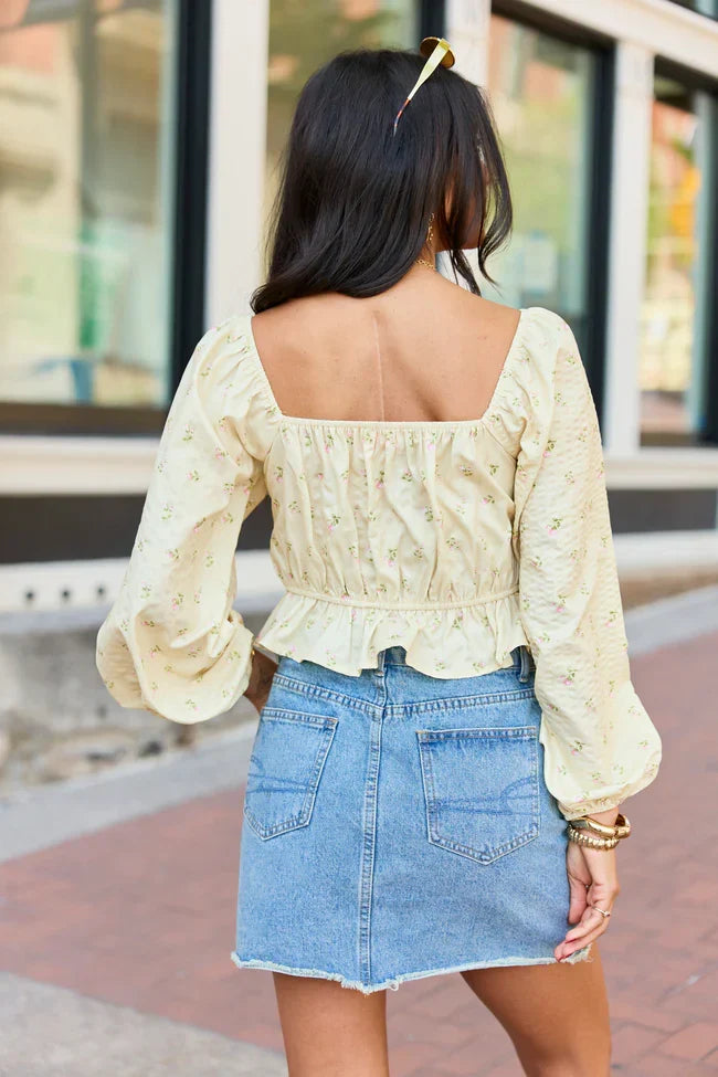 Maisie Yellow Floral Corset Woven Top