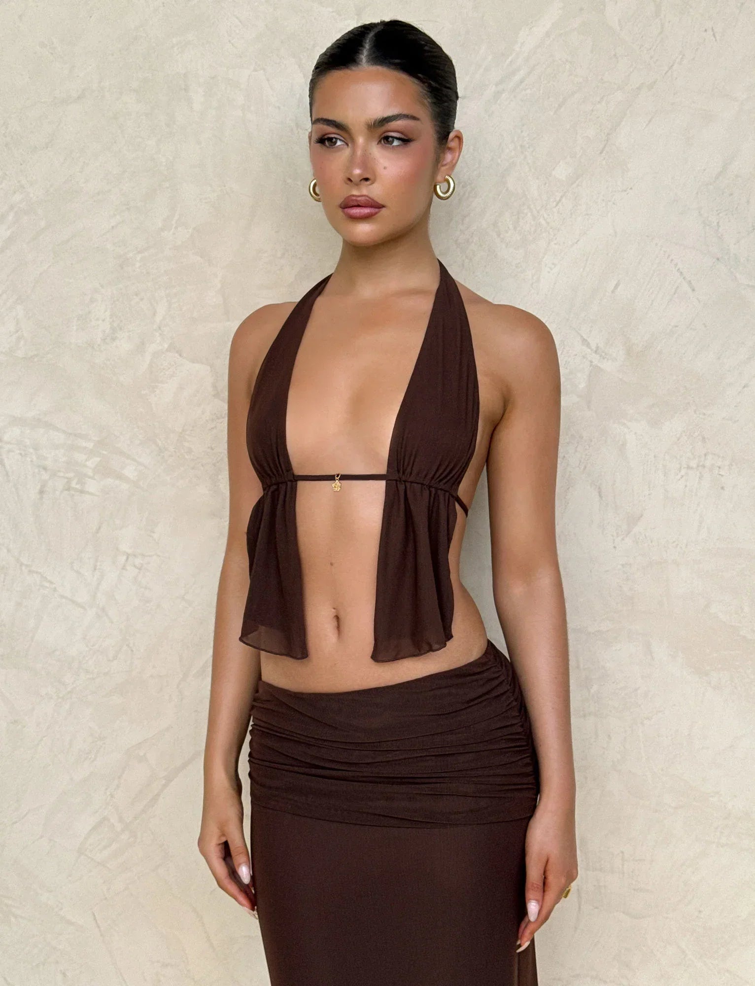 ESHA TOP BROWN CHOCOLATE