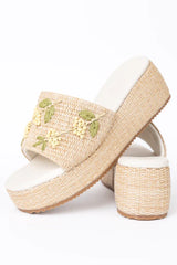 Taniya Yellow Floral Platform Sandal