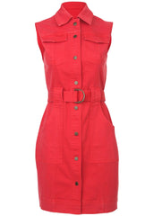 Colored Twill Utility Dress Scarlet