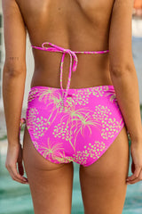 Beachside Bliss Fuchsia High Waisted Cinched Bikini Bottom