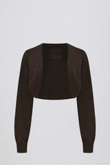 Ribbed Knit Cropped Shrug in Pecan