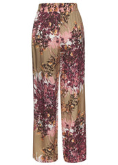 Tie Detail Printed Pants Taupe Multi