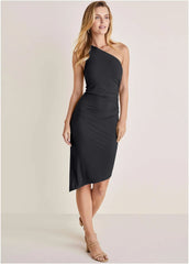 One Shoulder Dress Jet Black