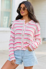 Saylor Pink And Green Striped Cardigan