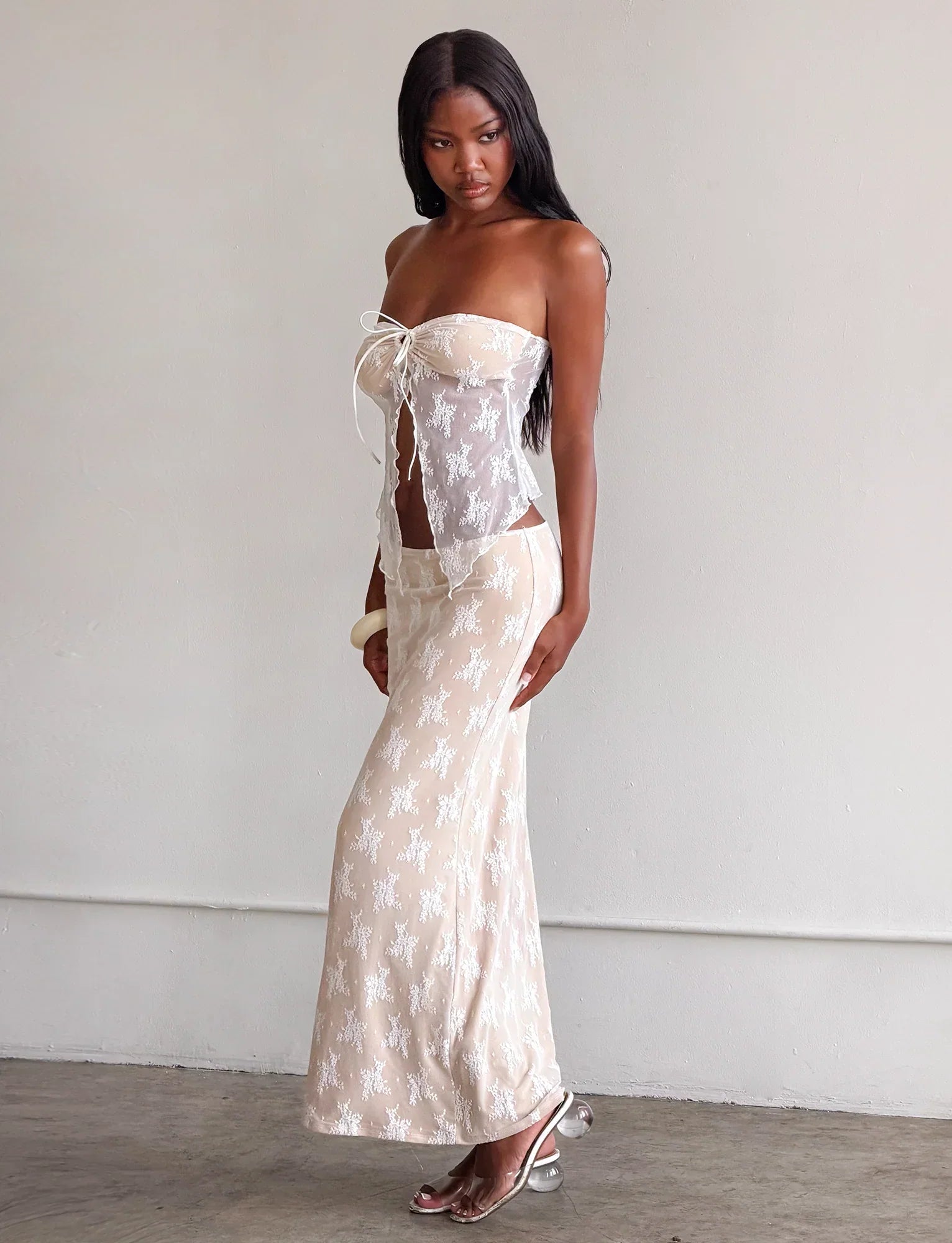 KAROLINA SKIRT WHITE WHITE LACE