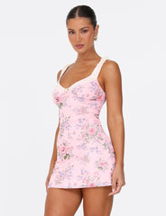 AMARAN MINI DRESS PINK FLORAL WILD FLOWER