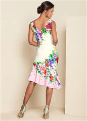 Ruffle Trim Detail Dress White Multi