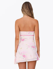 CARSYN MINI DRESS PINK FLORAL WATER COLOUR FLORAL