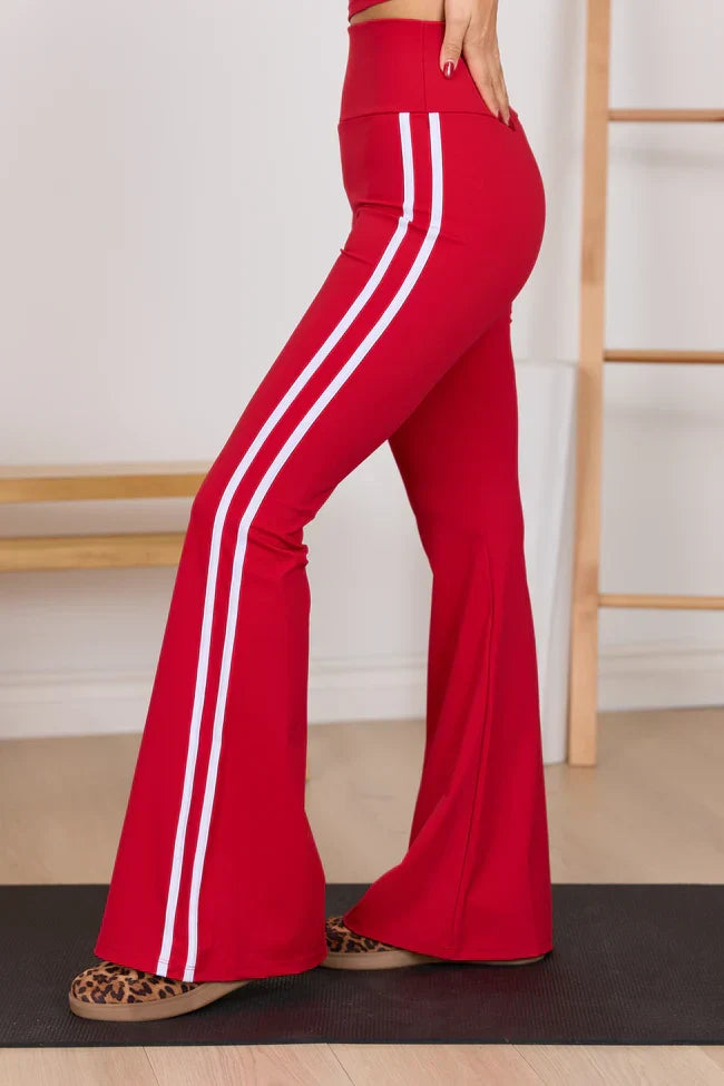 Daily Dash Cherry Red Flare Leggings SALE