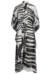 Front Tie Kimono Cover Up Modern Abstract
