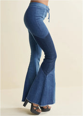 Color Block Flare Jeans Denim Multi