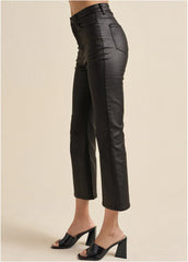 Coated Kick Flare Jeans Jet Black