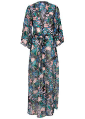 Bell Sleeve Long Cover Up Tropical Walks