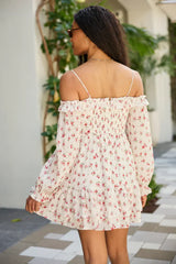 Kenzi Pink Floral Off The Shoulder Mini Dress