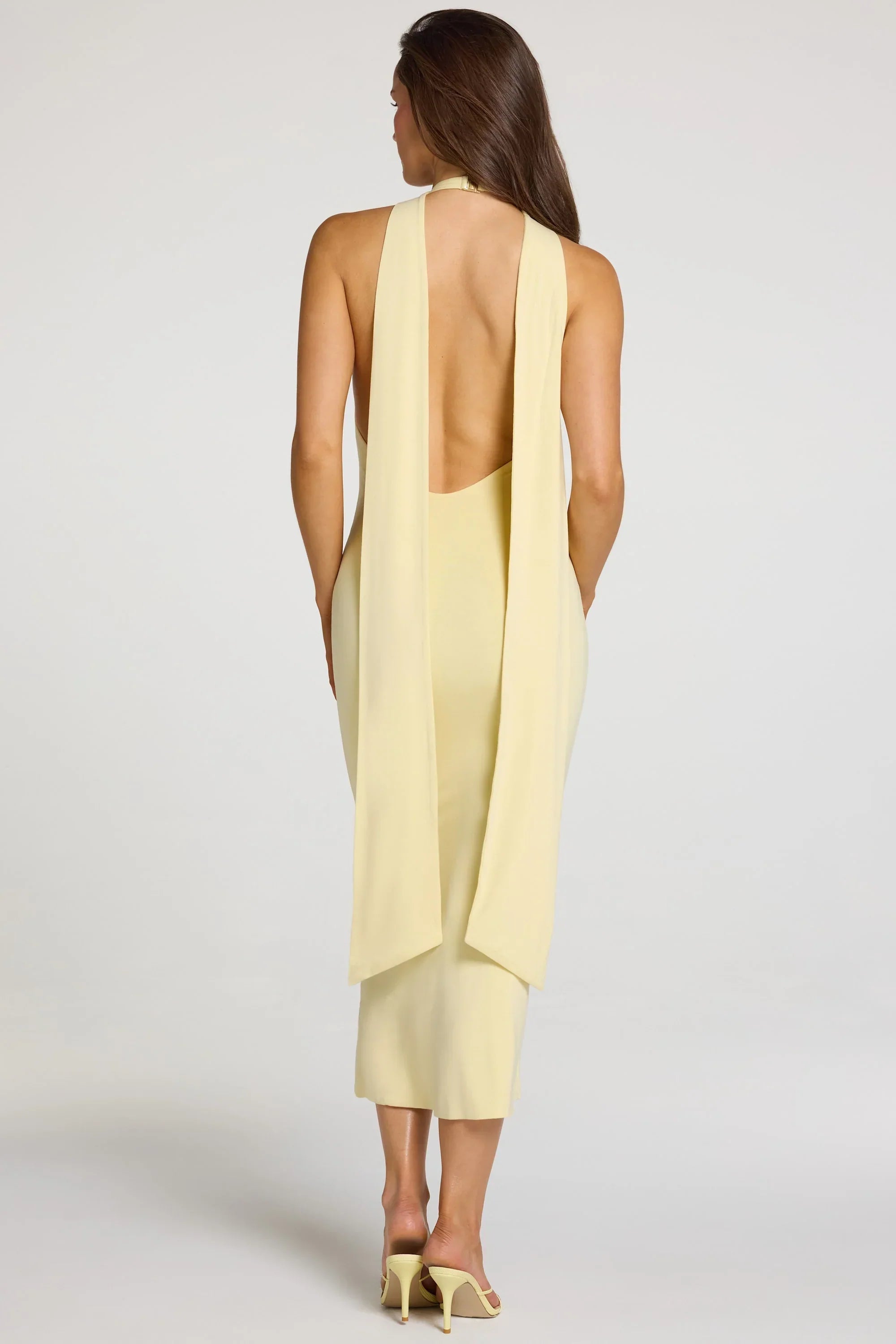 Modal Halterneck Midaxi Dress in Pastel Yellow