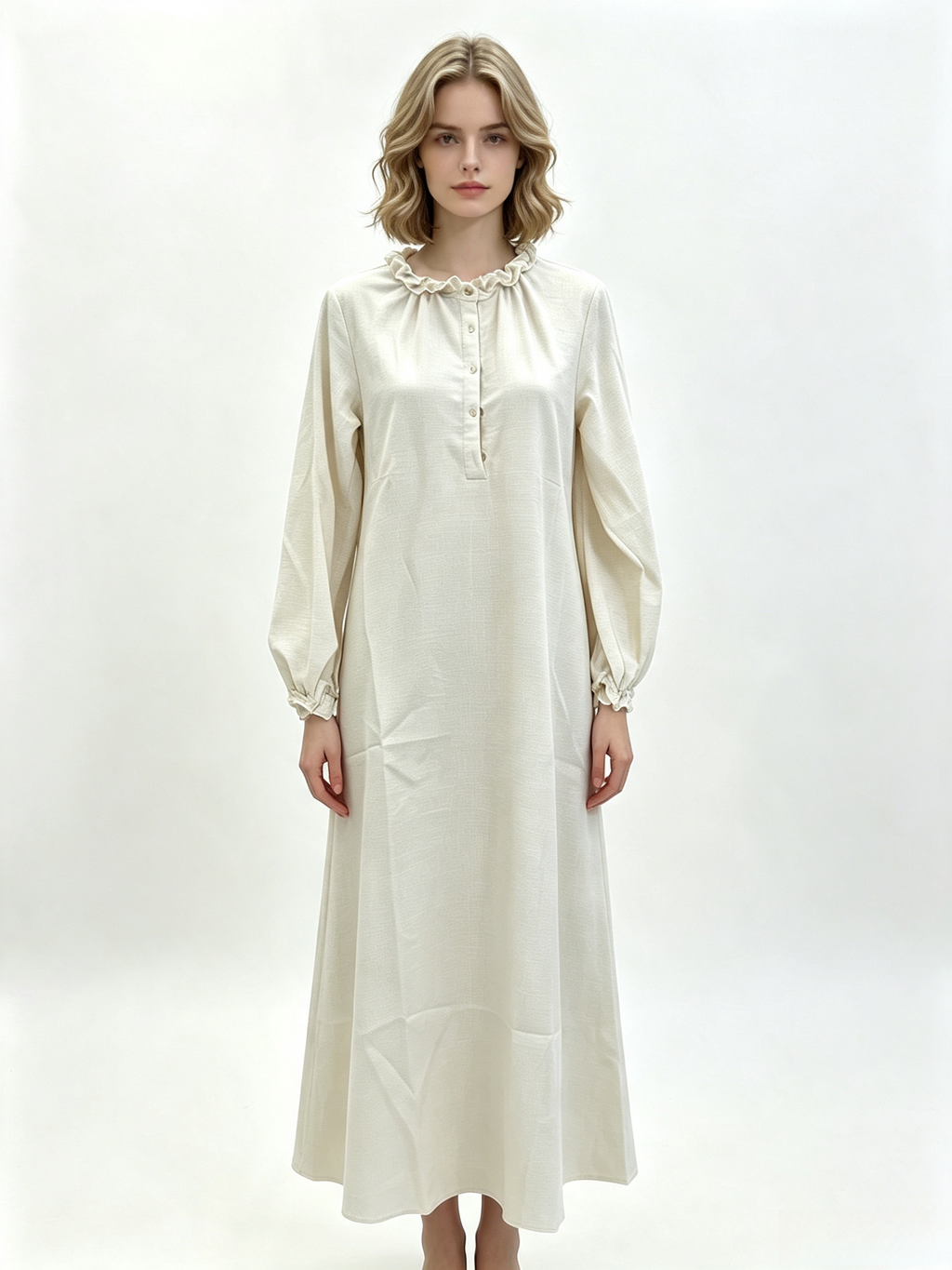 Ruffle Collar Textured Maxi Dress