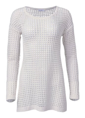 Crochet Tunic Cover Up Pearl White