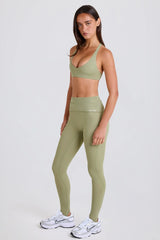 Foldover Mid Rise Stirrup Leggings in Matcha