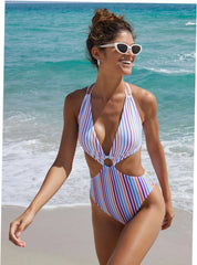 Stripe One Piece Swimsuit Reversible Lollipop Stripe