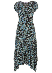 Floral Printed Dress Black Blue