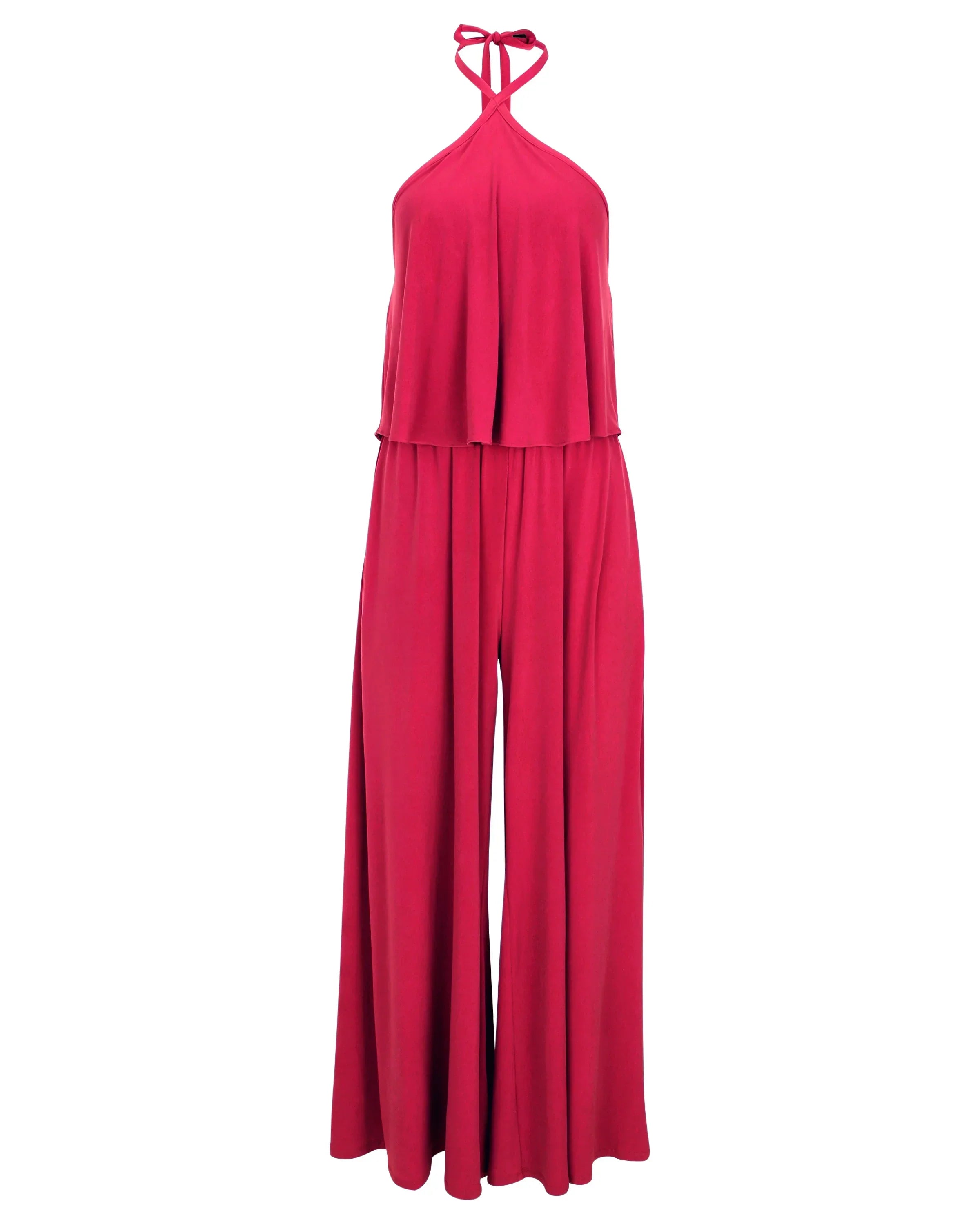Cross Neck Jumpsuit Red