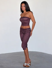 VALI POLKA DOT TOP CHOCOLATE PINK DOT