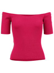 Off The Shoulder Sweater Dark Pink