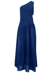 Linen Cutout Maxi Dress Sodalite Blue