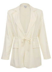 Linen Drawstring Blazer Off White