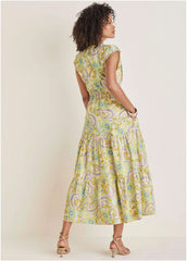Smocked Waist Maxi Dress Candied Shortbread Paisley