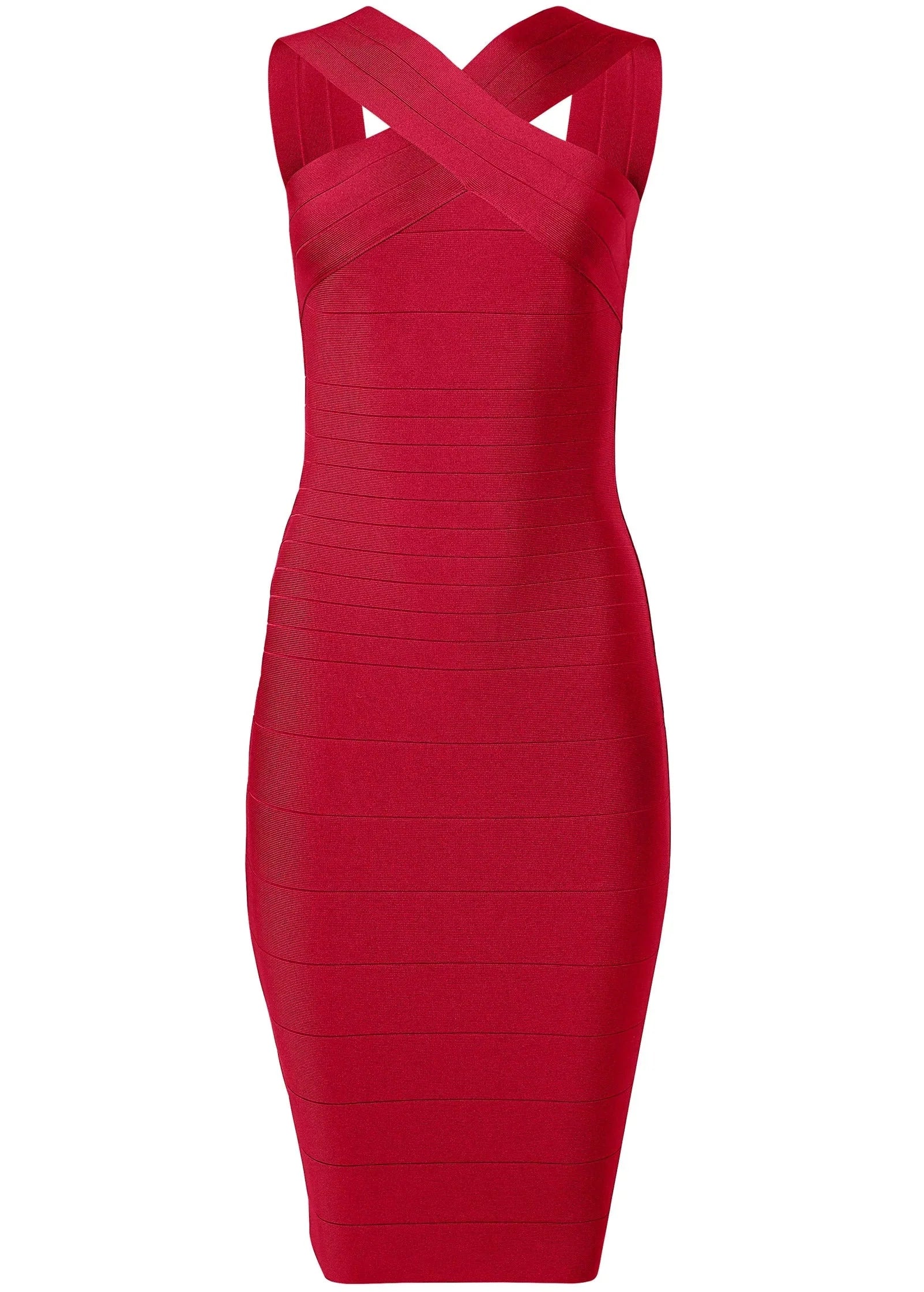 Cross Neck Bandage Dress Deep Red