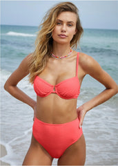 High Waist Bikini Bottom Ocean Coral