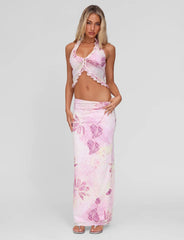 DALILA MIDI SKIRT GRUNGE FLORAL MAGENTA