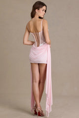 Embellished Lace Corset Mini Dress in Blossom