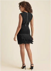 Bandage Fringe Dress Black