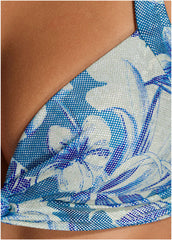 Shine St Lucia Twist Front Top Denim Botanical