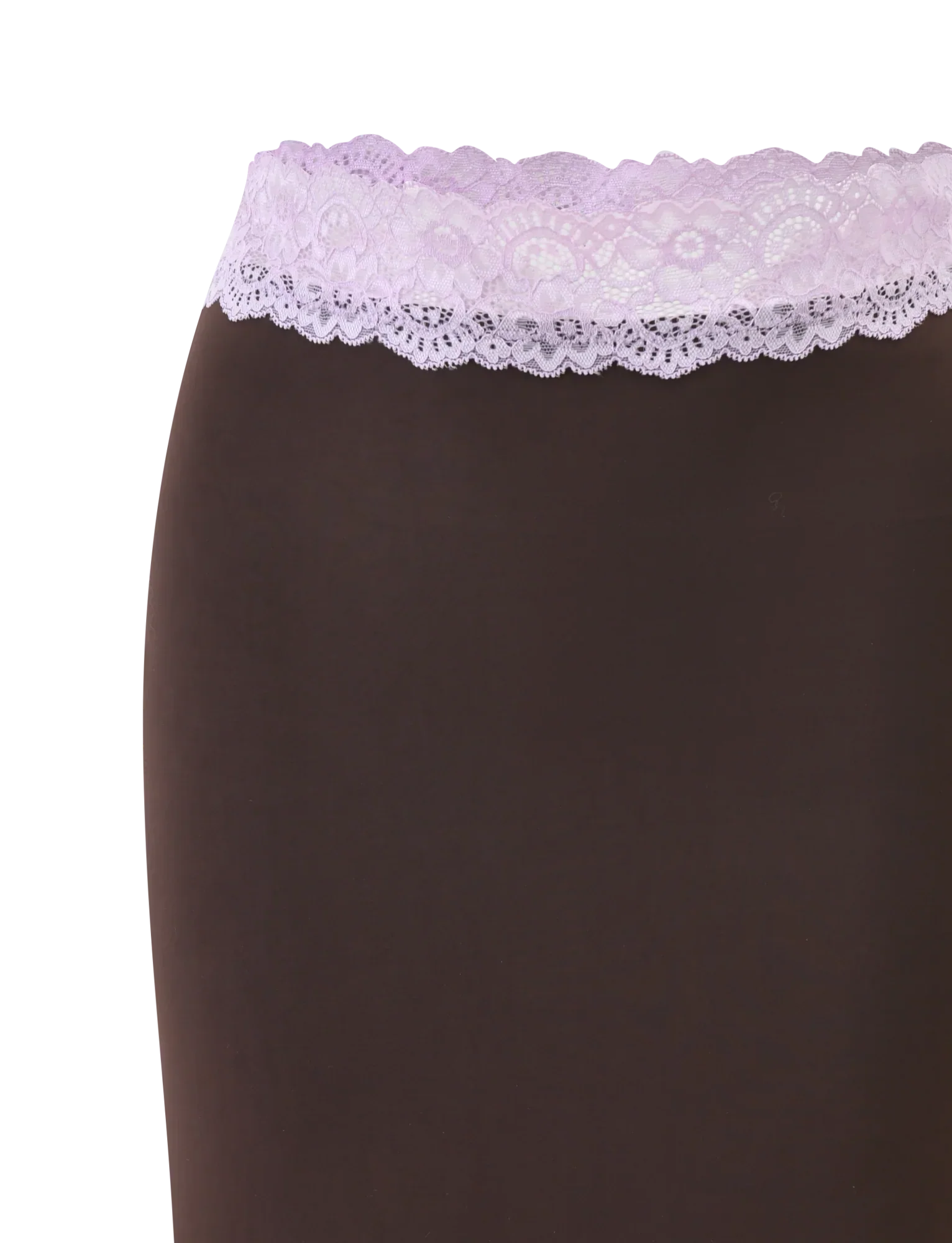 PARISA LACE TRIM MIDI SKIRT BROWN AND LILAC