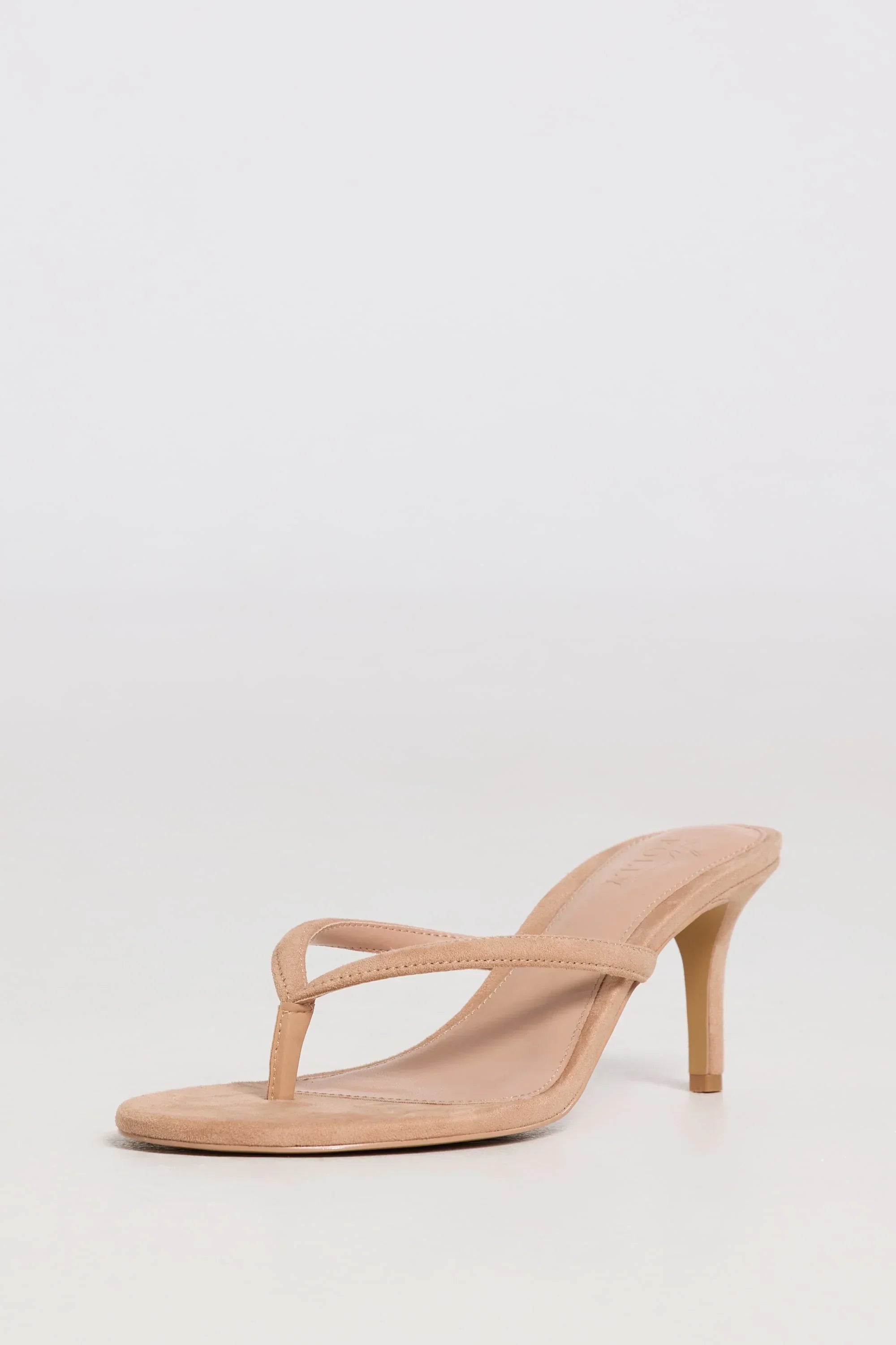 Heeled Thong Sandals in Soft Tan