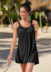 Gathered Neckline Dress Black