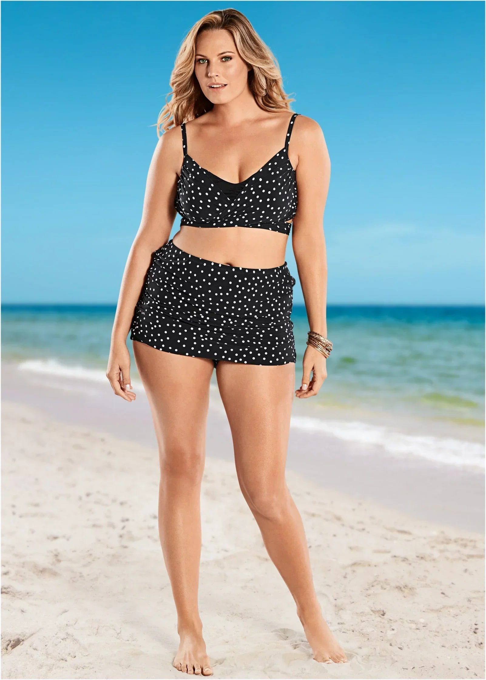 Criss Cross Wrap Top Black Vintage Dot