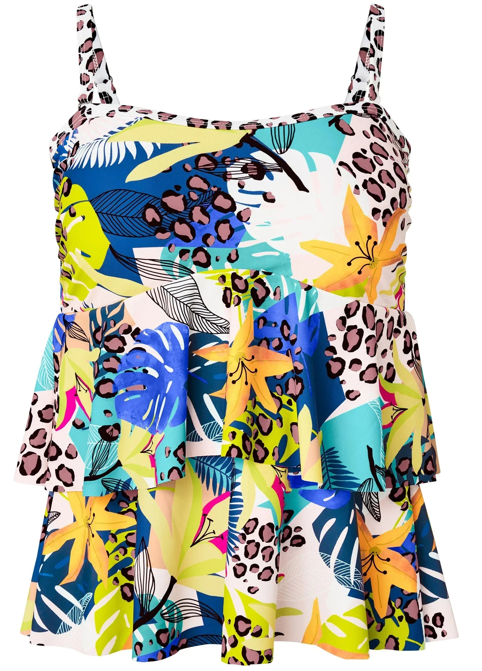 Ruffle Bandeau Tankini Top Wild Safari