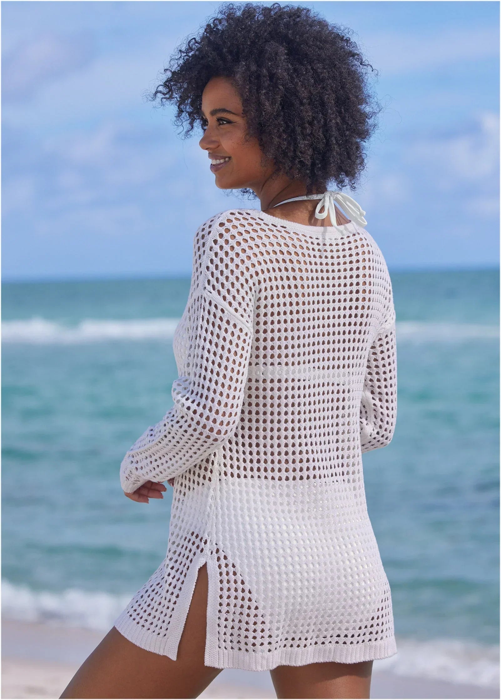 Crochet Tunic Cover Up Pearl White
