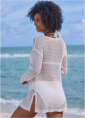 Crochet Tunic Cover Up Pearl White