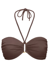 Shapely Ruched Bandeau Top Dark Truffle